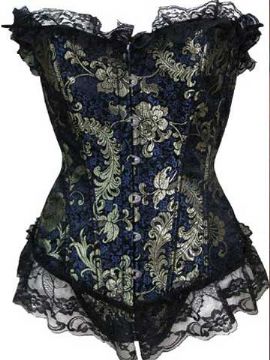 Brocade Bustier Top, Lace Up Sexy Corset, G String
